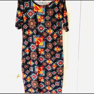 Lularoe Julia half sleeve midi dress printed